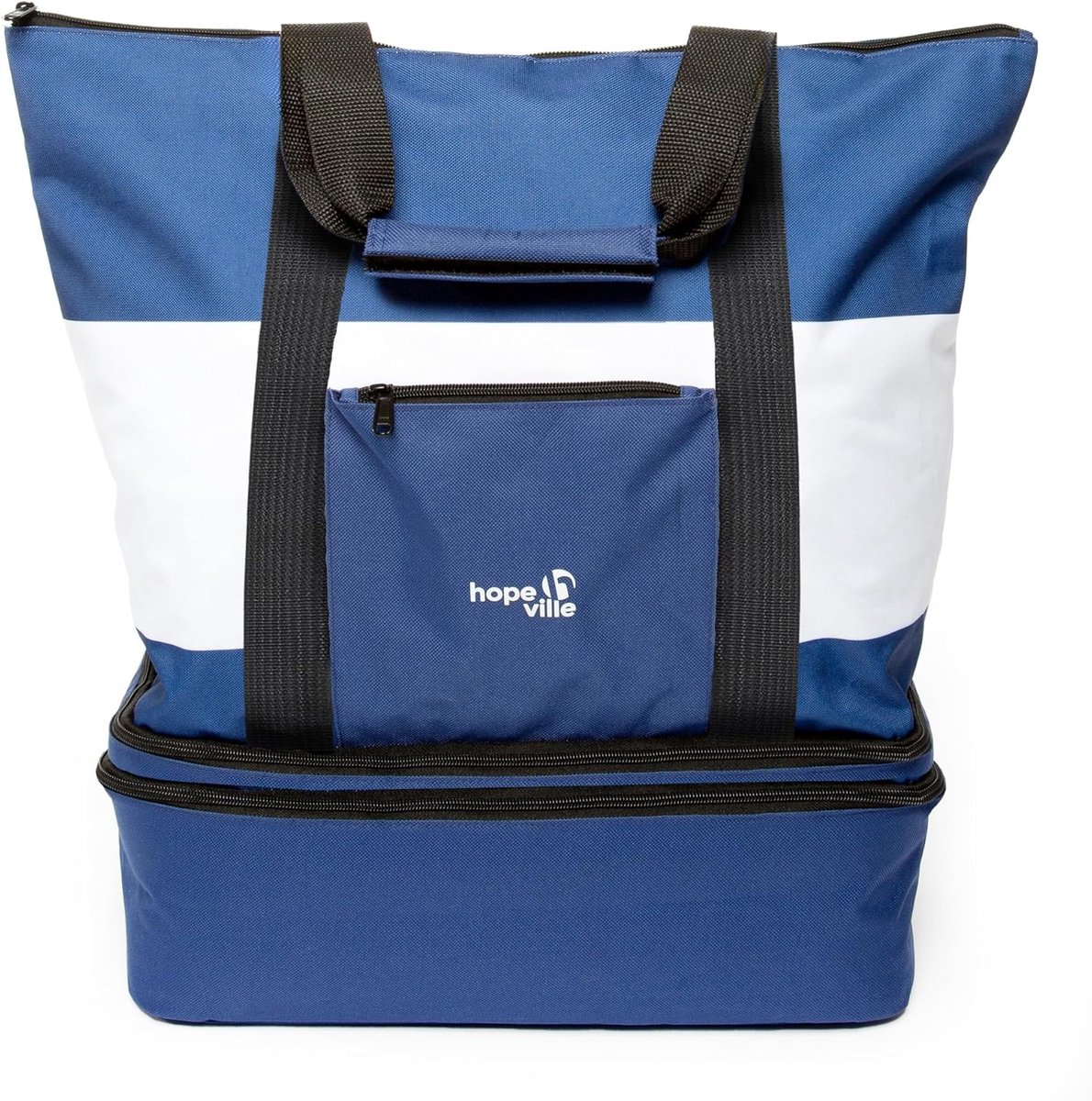 Thijox - Grote XXL Strandtas met Ritssluiting en Geïntegreerde Koeltas, Waterafstotende Picknicktas voor Vakantie, Picknick en Winkelen, Marine-Look B