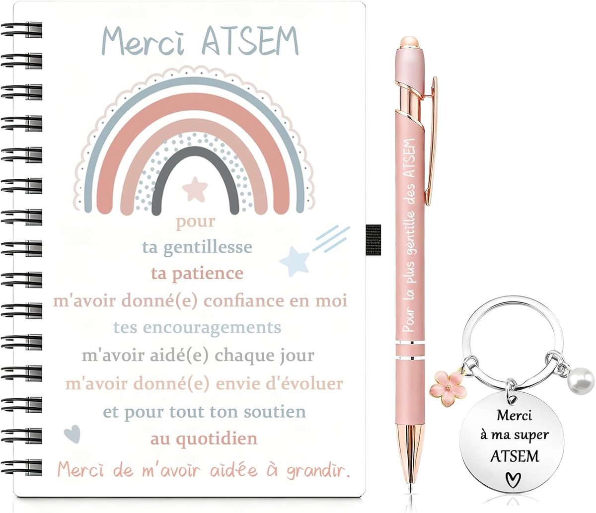 Originele Cadeauset voor Atsem en Juf - Sleutelhanger, Notitieboek en Pen voor Kinderopvang en Schooljaar