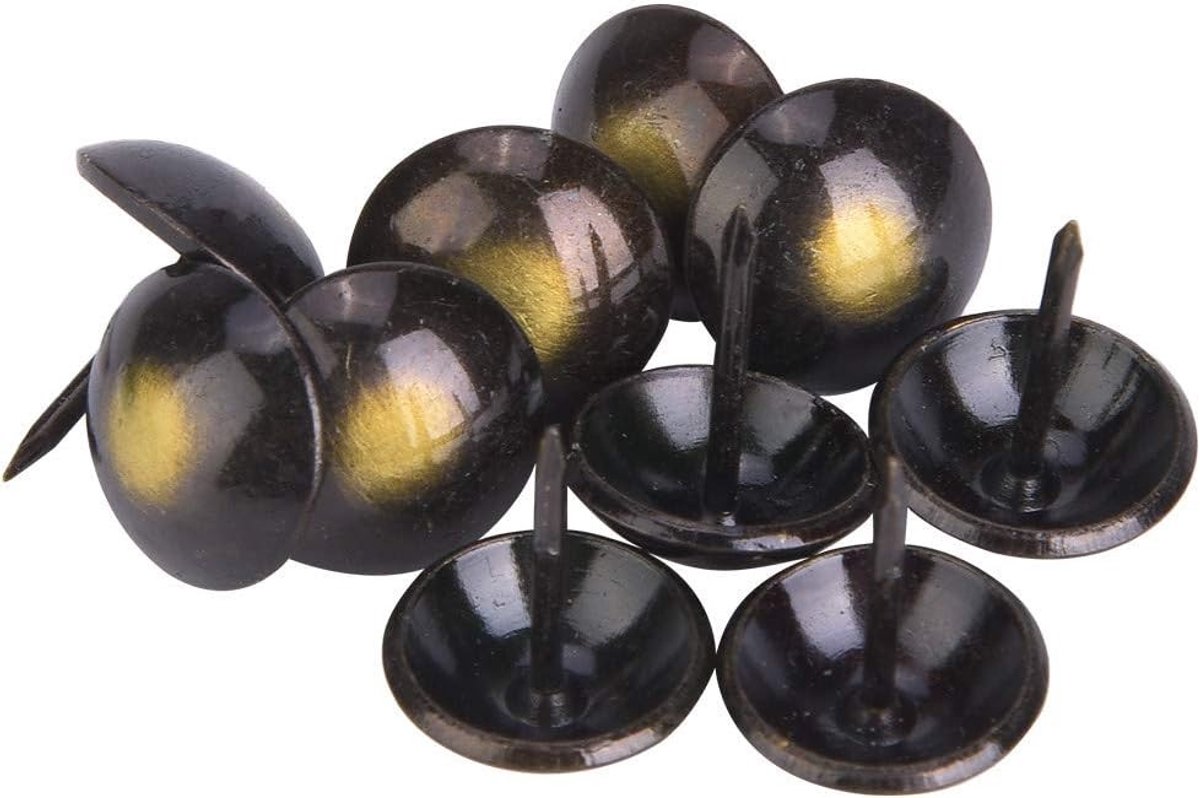 100 Stuks Meubel Tacks voor Bekleding, Retro Ronde Duimspijkers, Antieke Krammen voor Meubelherstel en Decoratie (16×20mm)