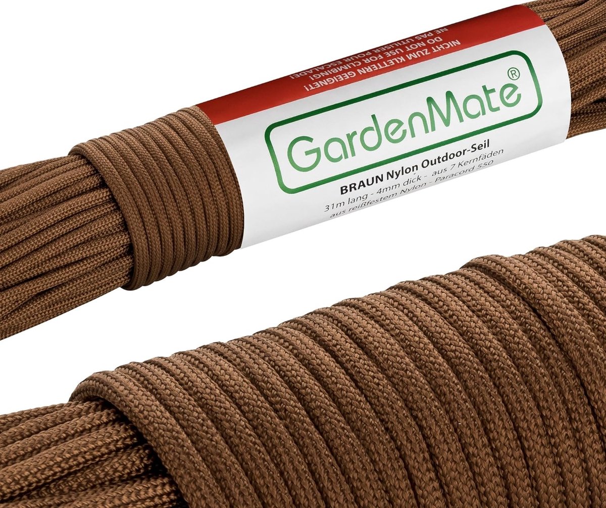 Thijox - GardenMate Paracord 550 Professioneel Nylon Outdoortouw 31m 4mm Dikkte - Scheurvast Touw met 7 Kernstrengen in 12 Kleuren voor Camping, Varen