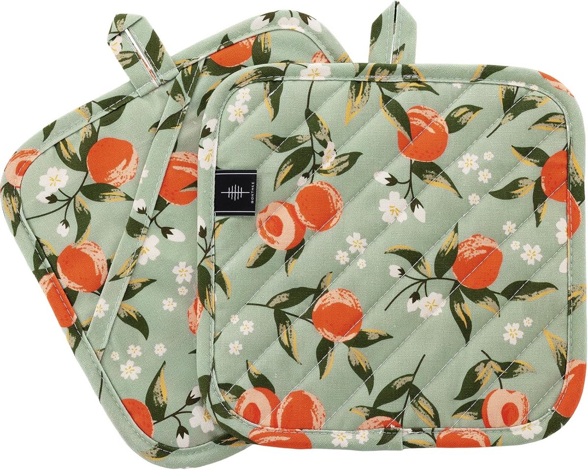 Thijox - Hittebestendige Pannenlappen - Katoenen Keuken Pads - 2 Stuks - Aquarel Abrikoos - Perfect voor Koken, Bakken, Oven en Werkbladen