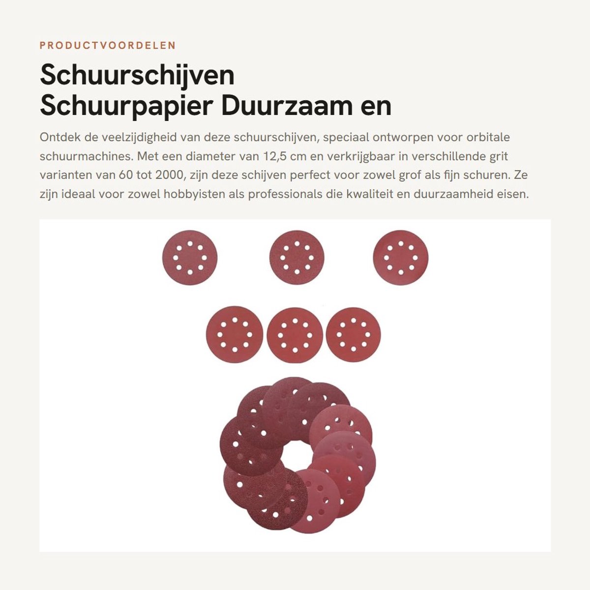 Dailygoods- Schuurschijven 100 stuks - Schuurpapier 8-gaats - Diameter 12,5 cm - Grof/fijn schuurpapier - Bruin gesmolten aluminiumoxide - Voor orbitale schuurmachines