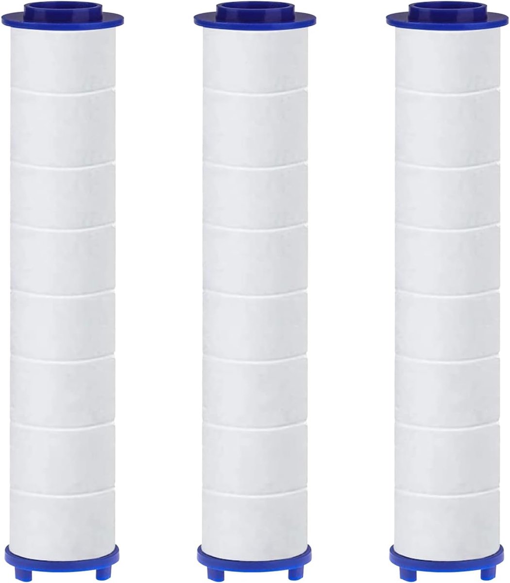Thijox - 3 Stuks PP Katoenen Douchekop Filters met Calciumsulfiet Ballen - Sedimentcartridge Gefiltered - 10,5 x 2 cm - Perfect voor Thuis en Op Reis
