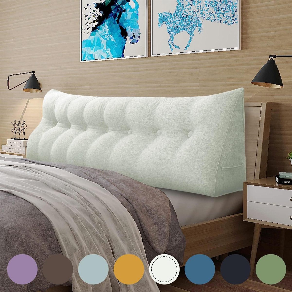 Driehoek Kussen - Leeskussen Rugsteun - Comfortabel Lezen - Afneembare Hoes - 200 cm - Off-White