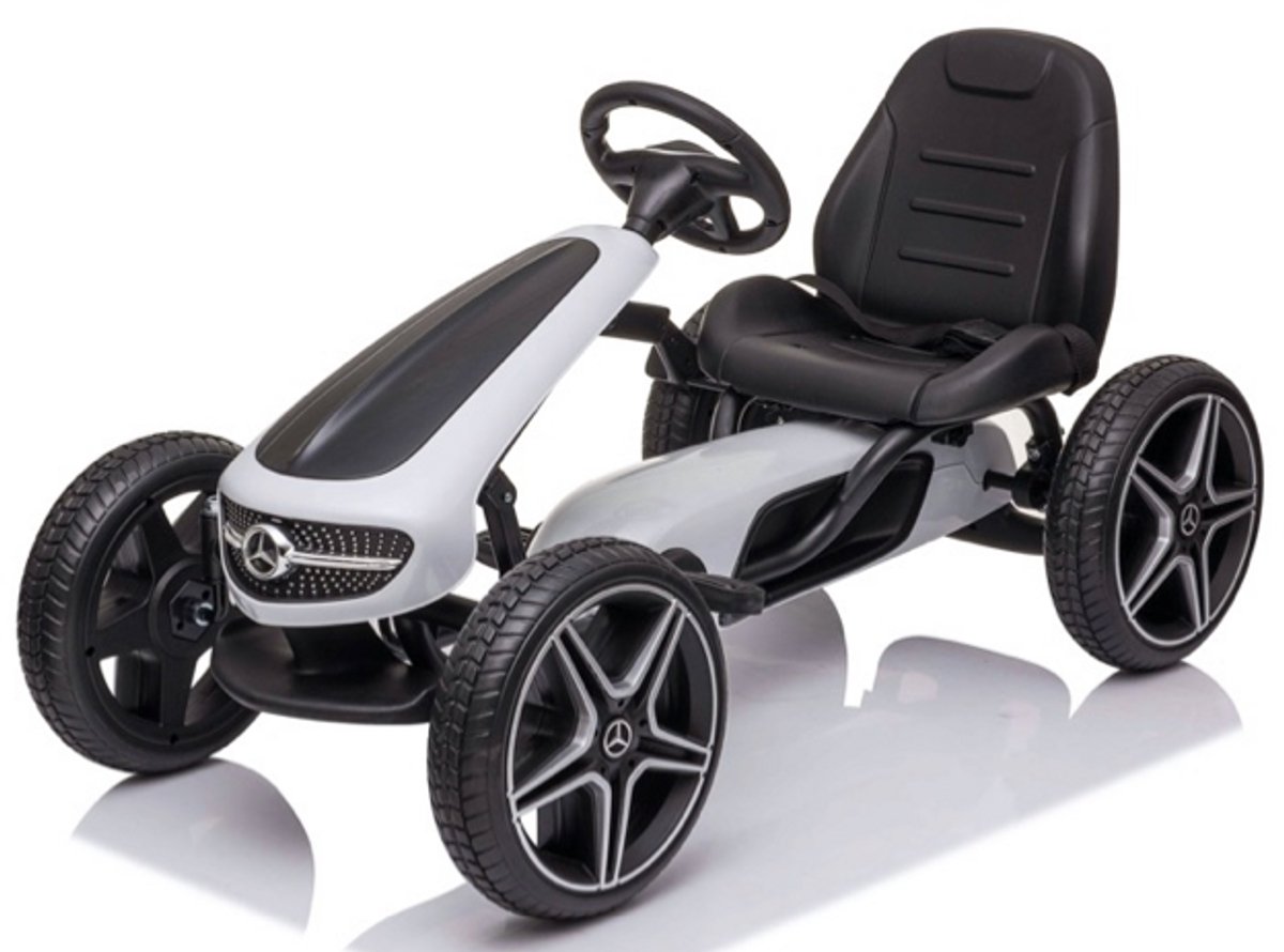 Mercedes Skelter 3 tot 7 jaar – Go Kart met Claxon – Kindervoertuig met Verstelbaar Zadel, EVA-Wielen & Handrem - Wit