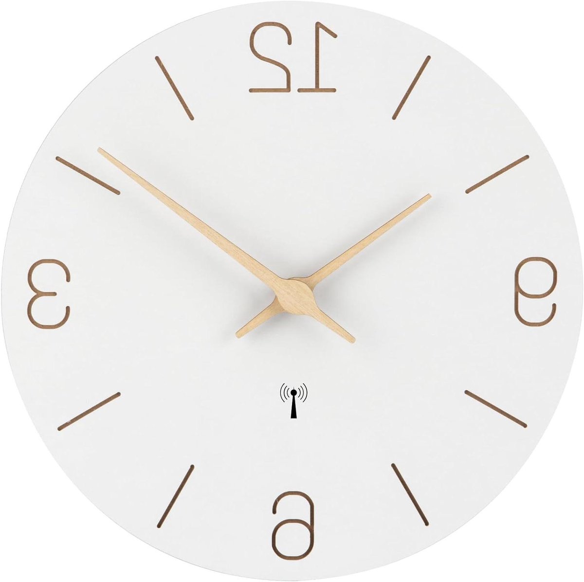 Houten Wandklok - Stille Klok - Tijd Weergeven - Automatische Tijdinstelling - 30 cm - Houtkleur