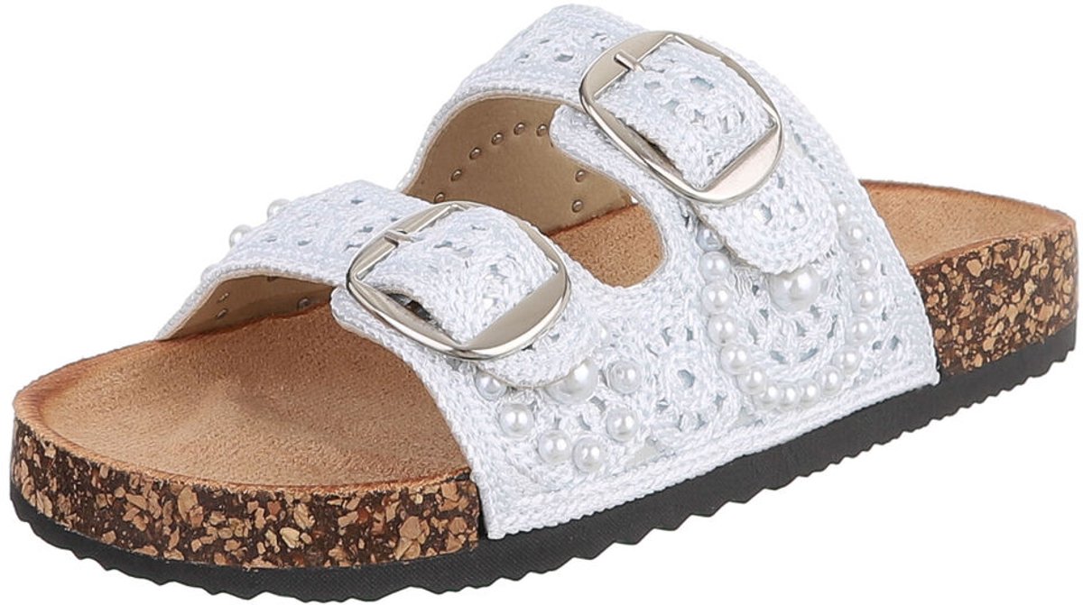 Dames slipper met gespen en pareldetail Mt:36