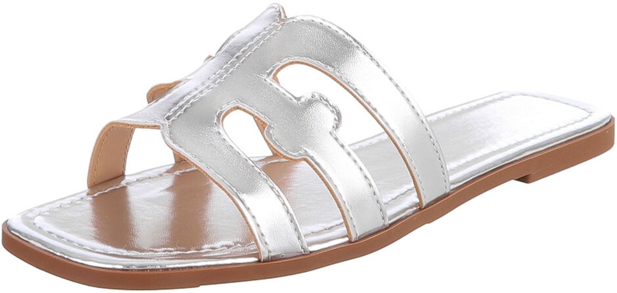 Dames slipper met uitgesneden details en platte zool Mt:39