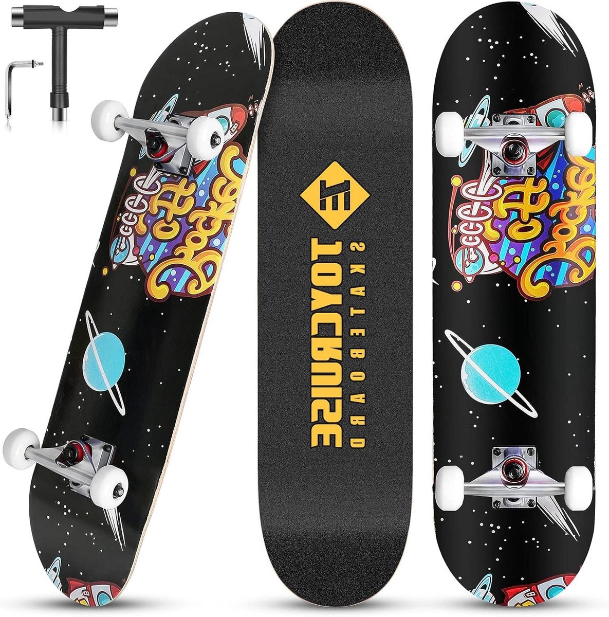 Skateboard Compleet Cruiser Board Straat Cruisen 7 Laags Esdoorn Dek 80.5 cm Raket