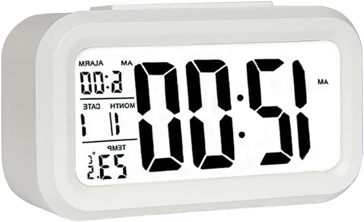 Digitale wekker - Led klok - Wakker worden - Intelligente sensor - 13.5 cm breed - Zwart