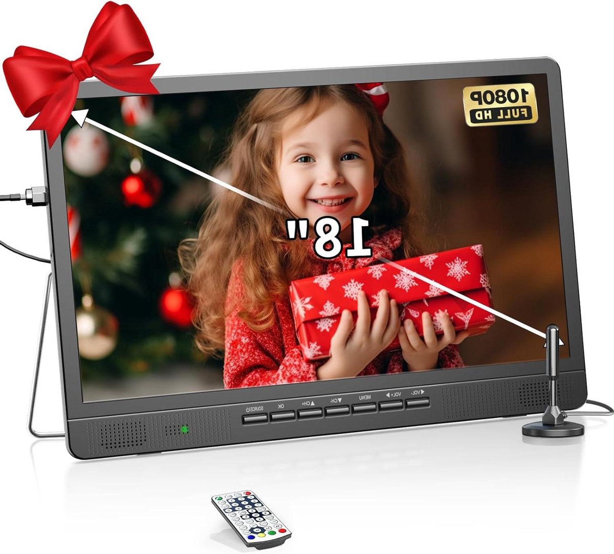Draagbare TV - Mini LCD Scherm - Kamperen en Reizen - Full HD 1080p - 457 cm - Zwart