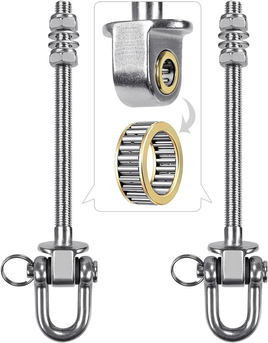 Haken Set - Schommelophanging - Buiten Ontspannen - Roestvrij Staal - 826 kg Draagkracht - Zilver