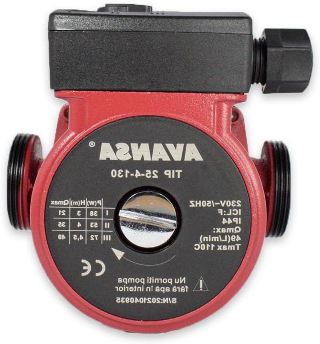 Warmwaterpomp - Circulatiepomp - Water circuleren - Gietijzeren behuizing - 130 mm inbouw - Grijs