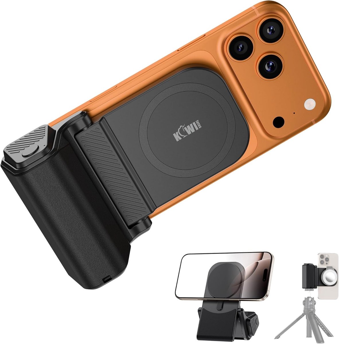 Pro Version Magnetische Telefoon Grip met Bluetooth Afstandsbediening, Universele Snap Grip voor iPhone en Android Telefoons, Verstelbare Tafelstandaard - Zwart