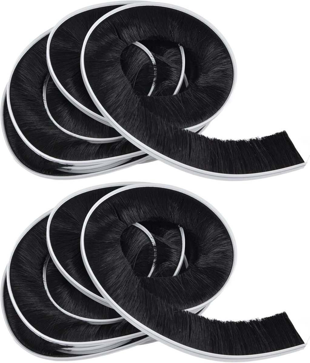 SnelShoppen - 2Pcs 4M Zelfklevende Borstelafdichting, Plastic Strip Sealing Brush, Verstelbare Deur- en Raamafdichting, Zwart voor Deuren, Raam, Kaste