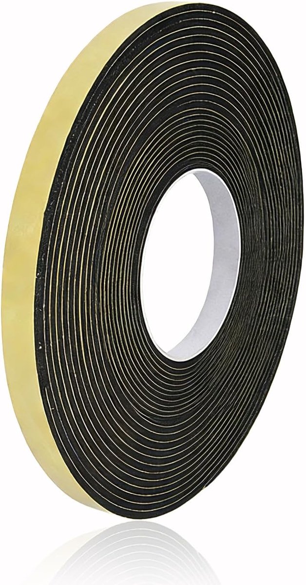 Thijox - Zelfklevende EPDM Neopreen Schuimstrip 10 mm, 1 mm dik, 10 m Rol - Afdichtband voor Tocht, Geluid, Isolatie, Hobby, Deurstrip, Raamstrip, Wer