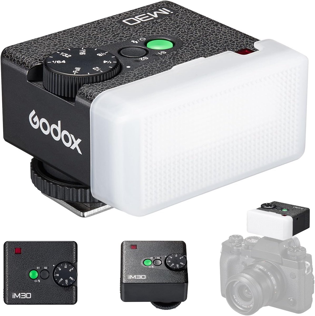 Thijox - Godox IM30 Mini Pocket Flash Speedlite Draagbare Handheld Flitser met S1/S2 Optische Controle, 7 Vermogensniveaus, 6500K ± 200K, Ideaal voor