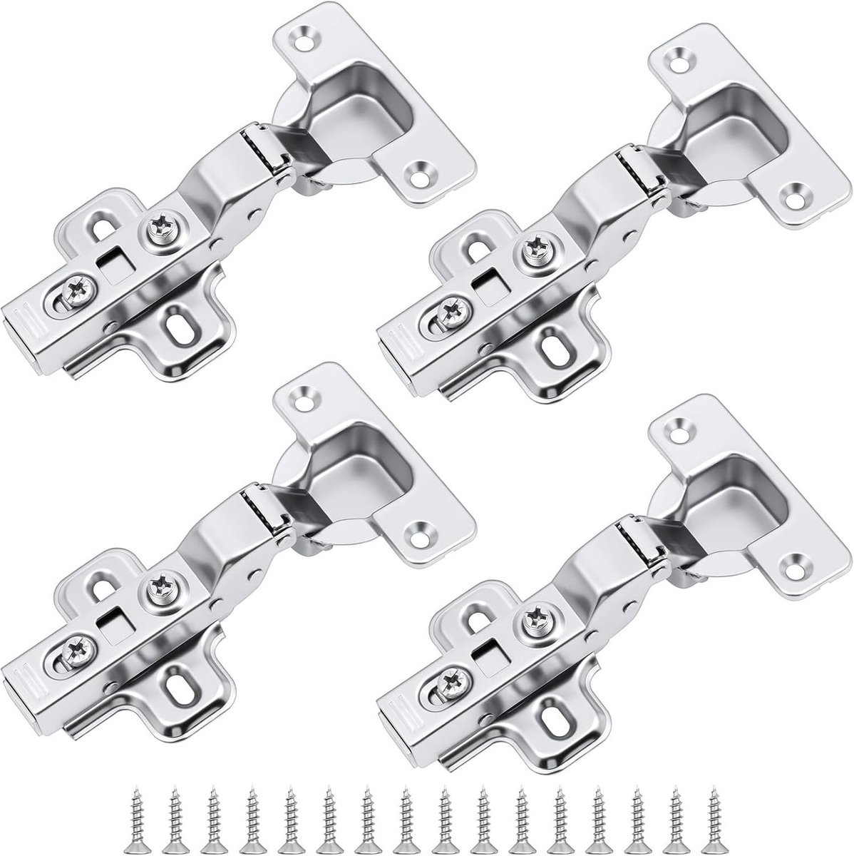 Kastscharnierset 20 stuks met hydraulische demping, softclose en schroeven voor keukenkasten en meubelen