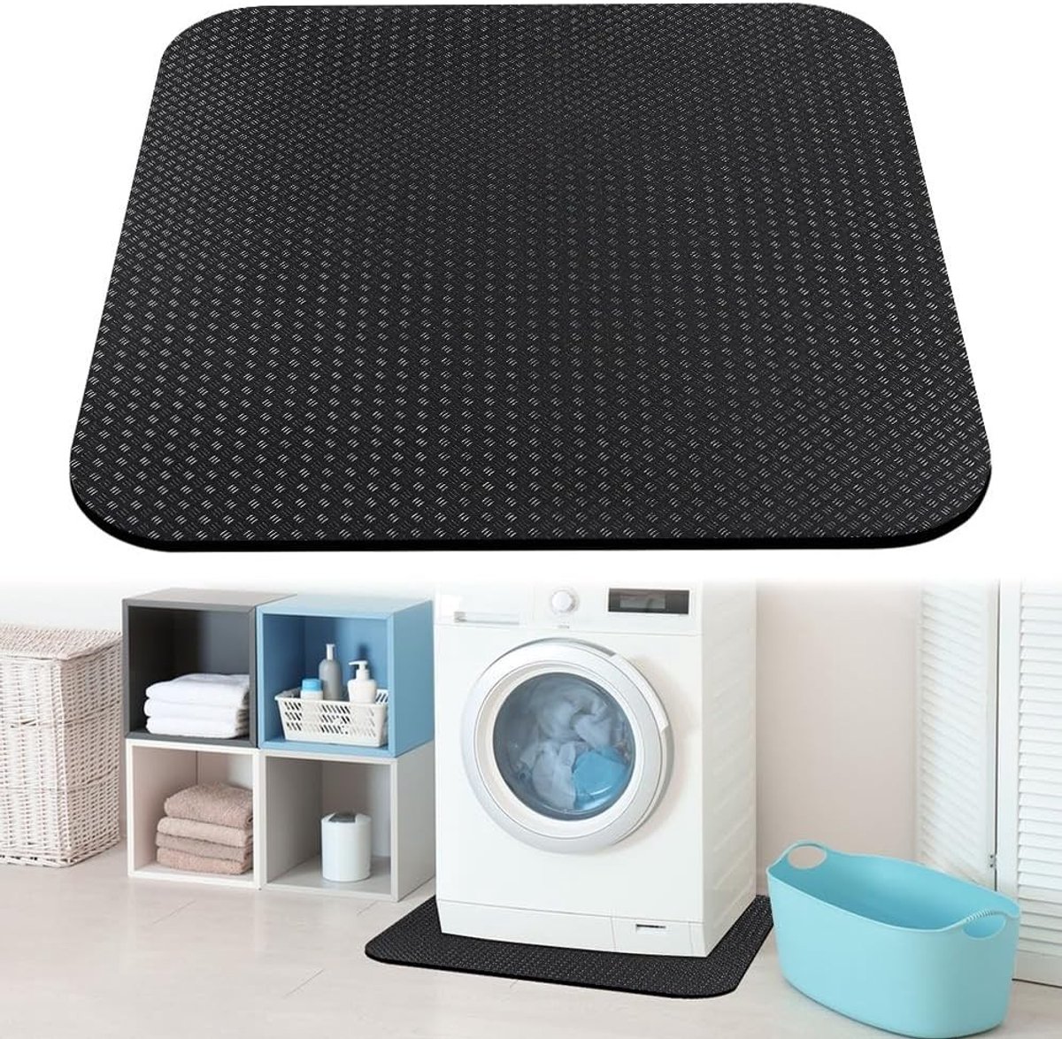 Dubbelzijdige antislipmat voor wasmachine en droger, 60 x 60 x 0,5 cm, geluidsisolatie, trillingsdemping en op maat te snijden voor fitnessapparaten en 3D-printer