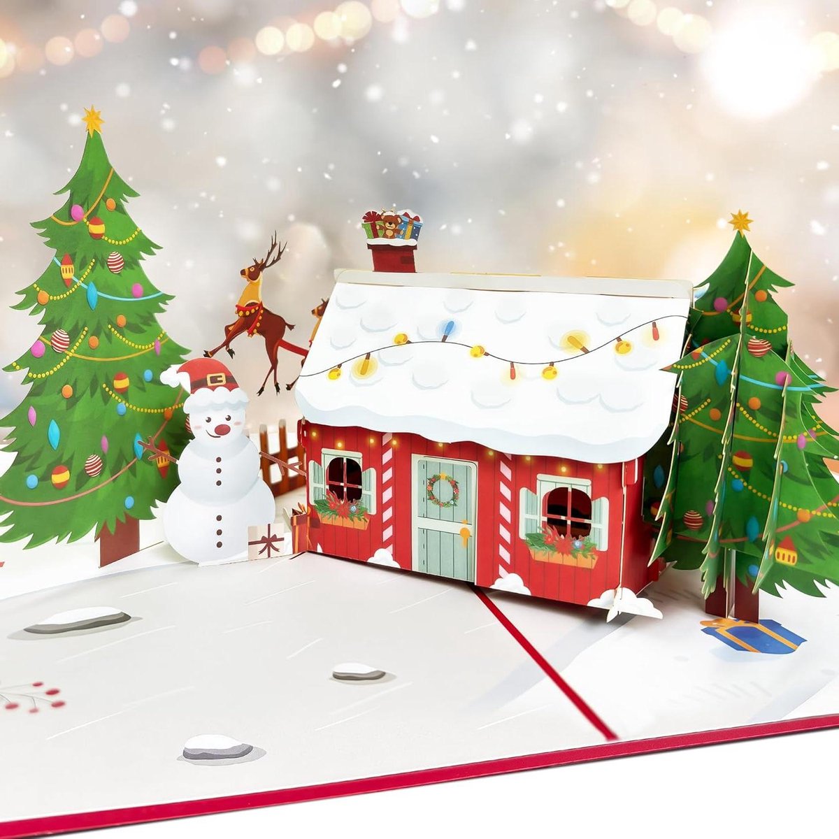 Kerstkaart - Pop-up kaart - Kerstwensen sturen - Gedetailleerd 3D ontwerp - 20.5 x 15.3 cm - Kersthuis