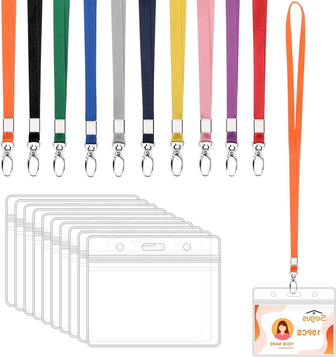 Kaarthouder met Lanyard - ID Pasjeshouder - Veilig Bewaren - Stof en Waterdicht - 10 Stuks - Transparant