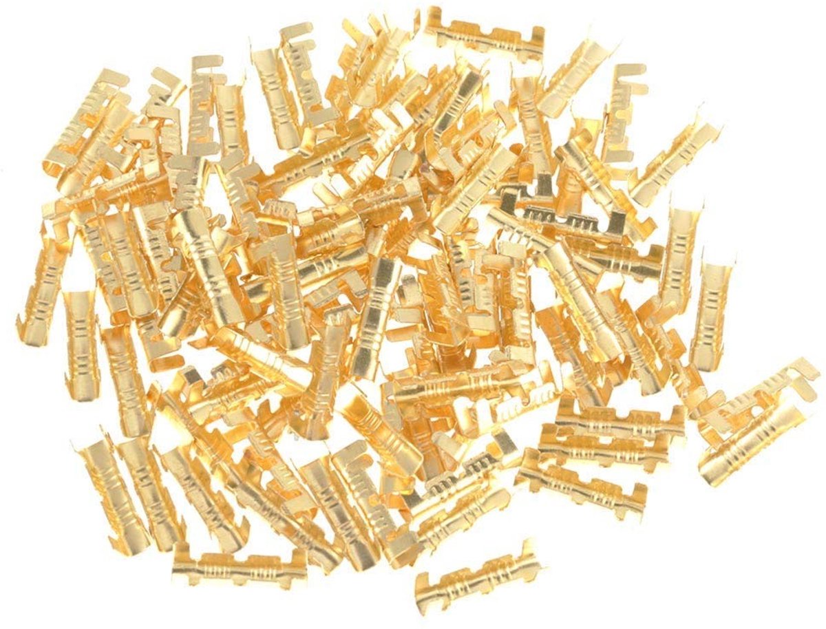 100 Stuks Messing Crimp Connectoren voor Elektrische Draad - 0.5mm tot 1.5mm Verbindingen, Betrouwbare Draadverbindingen en Terminalen