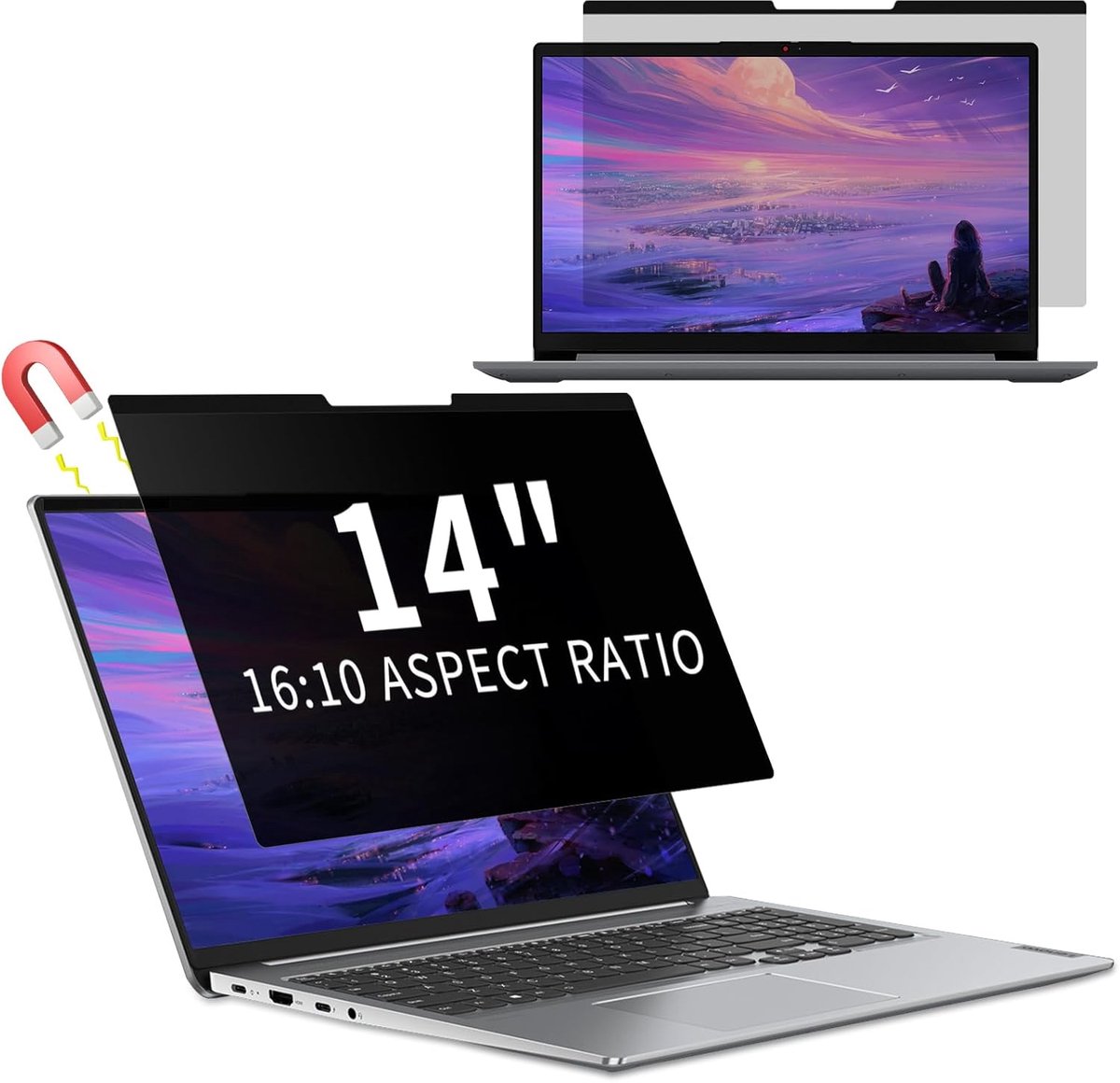 SnelShoppen - 14 inch Detachable Magnetic Privacy Filter - Anti-Blue Light Bescherming voor Laptops 16:10 - 309x198 mm
