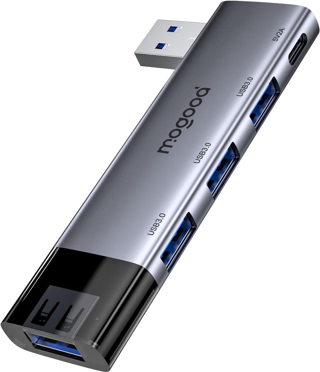 Thijox - USB Hub 5-poort USB 3.0 Splitter Multi Port Adapter voor Laptop, PC, Mac, Printer, Flash Drive, Mobile HDD - Compact en Handzaam