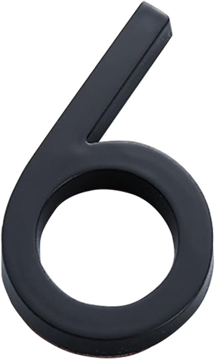 Moderne Zelfklevende Huisnummers in Zwart - 3D Deurnummers voor Adres, Straatnaambord en Appartement - Nummer 6