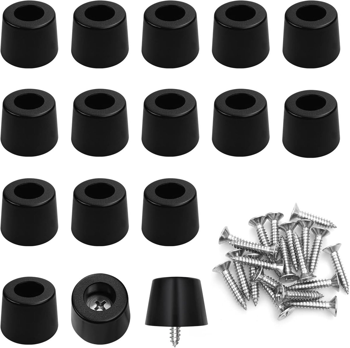 Set van 16 Zwarte Rubber Voetjes voor Meubels, Verstelbare Meubelpoten, Bescherming tegen Schade en Krassen