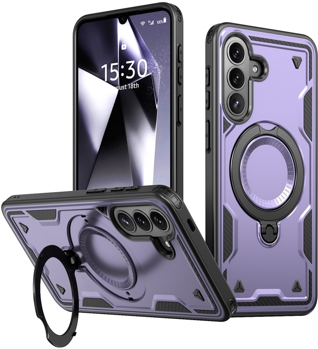 Coverup Hoesje - Geschikt voor Samsung Galaxy A57 Hoesje - Coverup Armor Back Cover met MagSafe Compatible Kickstand - Paars
