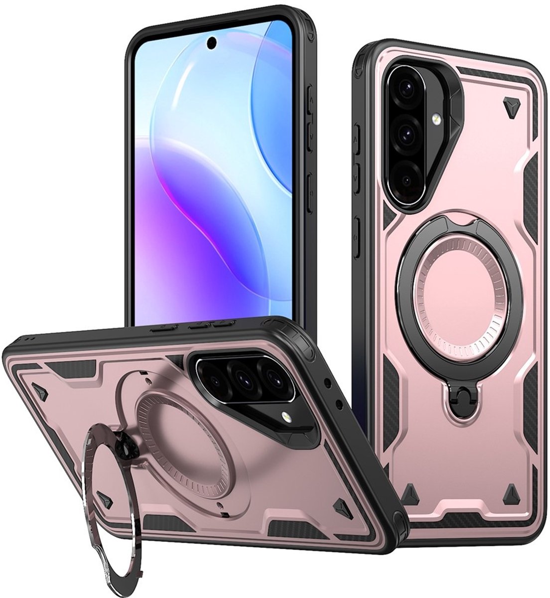 Coverup Hoesje - Geschikt voor Samsung Galaxy A36 / A37 / A56 Hoesje - Coverup Armor Back Cover met MagSafe Compatible Kickstand - Rose Gold
