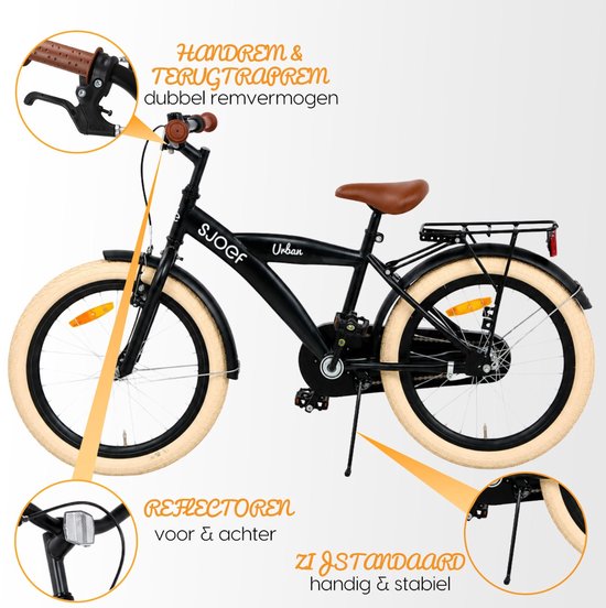 SJOEF Urban Jongensfiets 20 inch - Mat Zwart van SJOEF — afbeelding 4