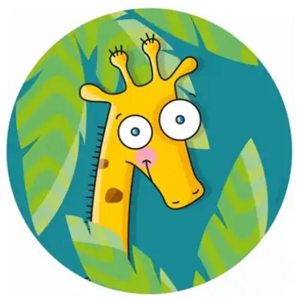 Kinderplacemats Rond Ø 38 cm Set van 4 – Giraffe – Antislip – Afwasbaar – Vrolijke Dierenprint voor Kinderen