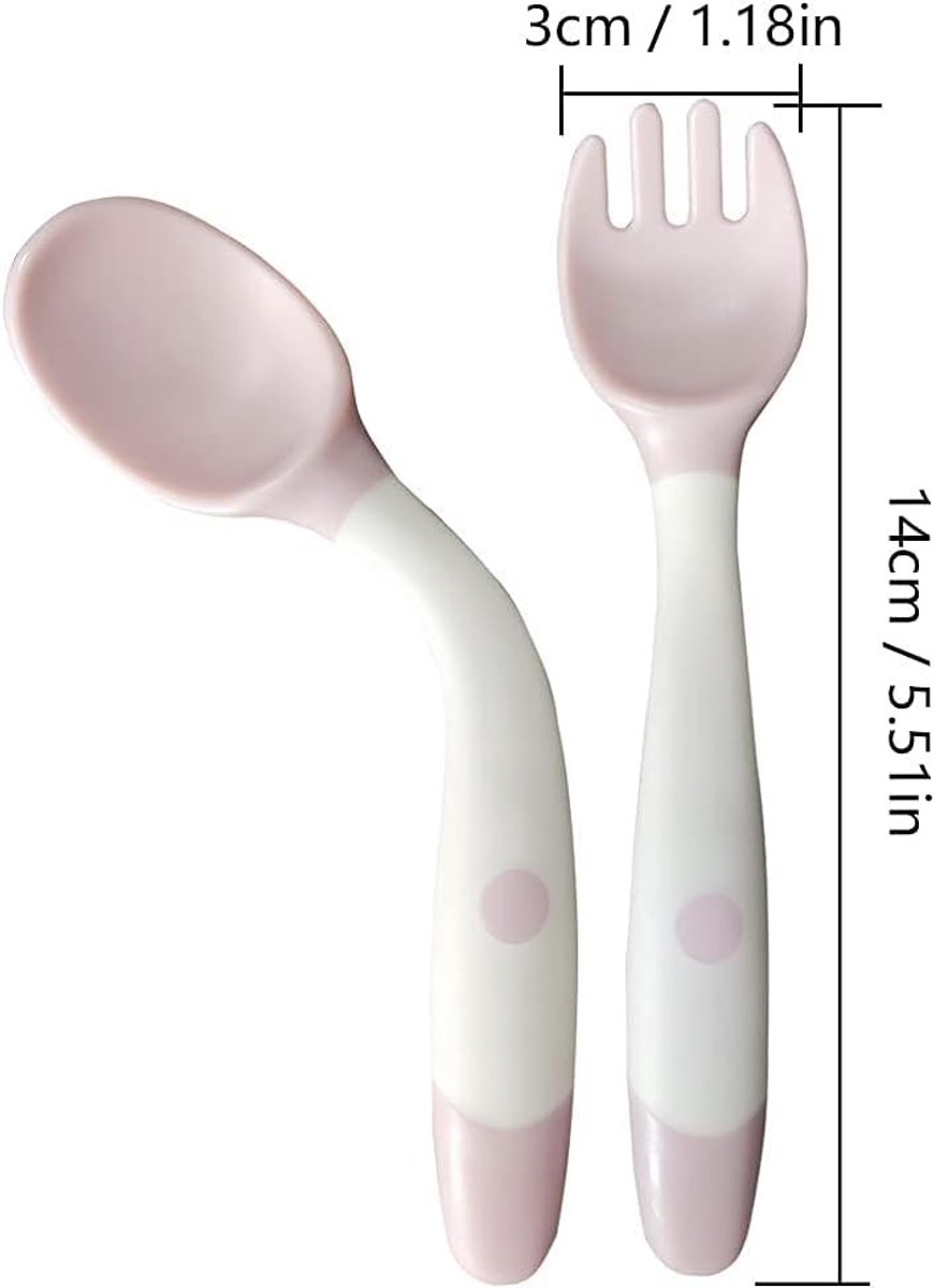 Kindervork en lepel set van 2, ideaal voor peuters, makkelijk vast te houden, duurzaam en veilig voor voeding