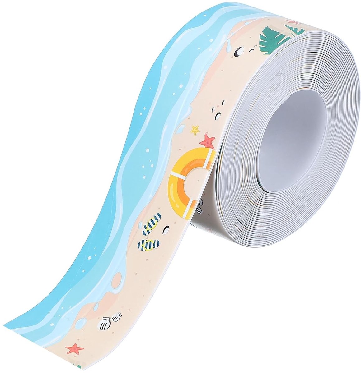 Zelfklevende afdichtingstape 5 m, 35 mm breed, PVC plakband voor badkamer en keuken, waterdicht strandpatroon