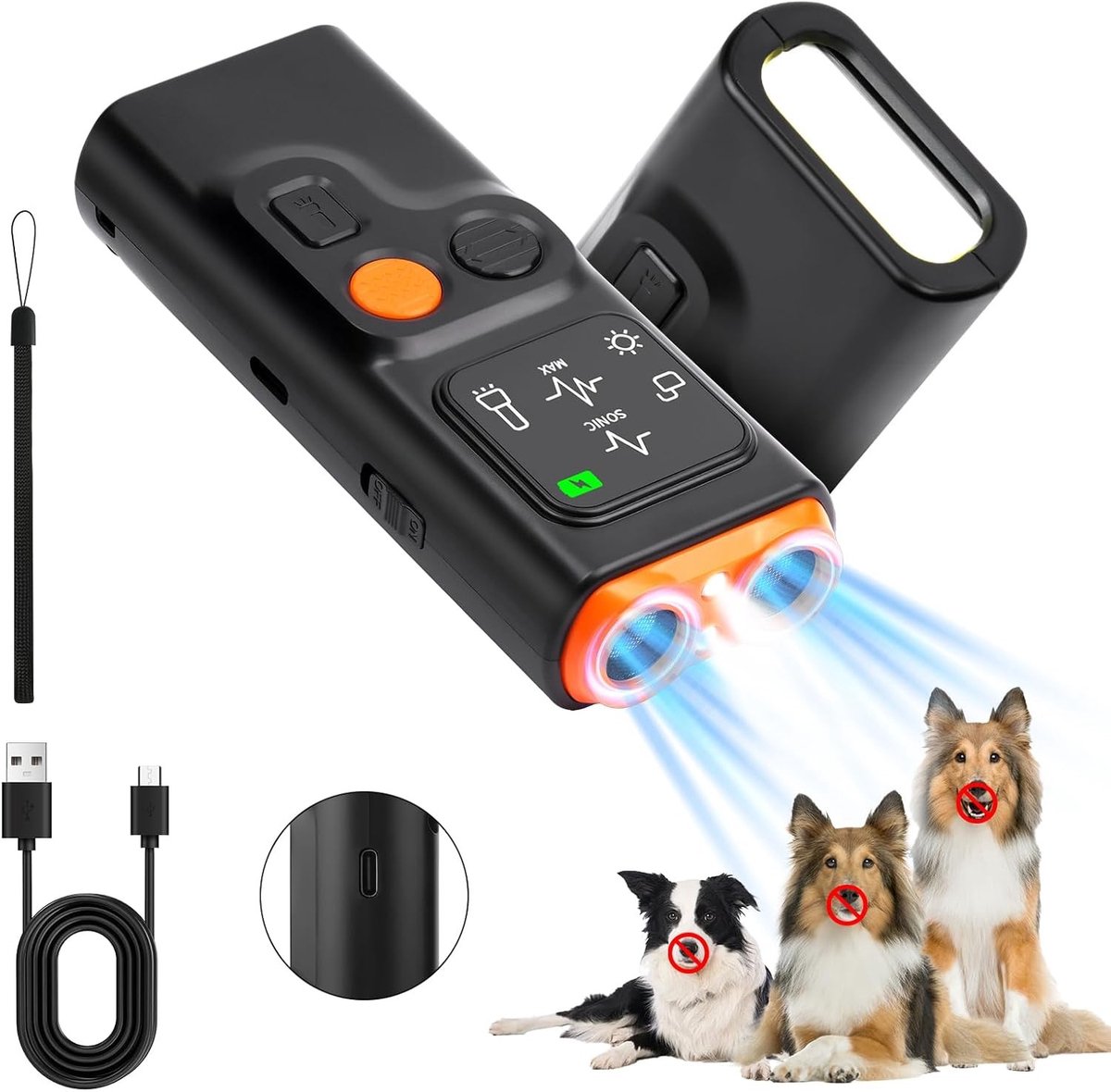 Ultrasone Hond Afschrikker met LED Display en Oplaadbare Functie, 4 Modi voor Effectieve Bark Controle en Dierpreventie