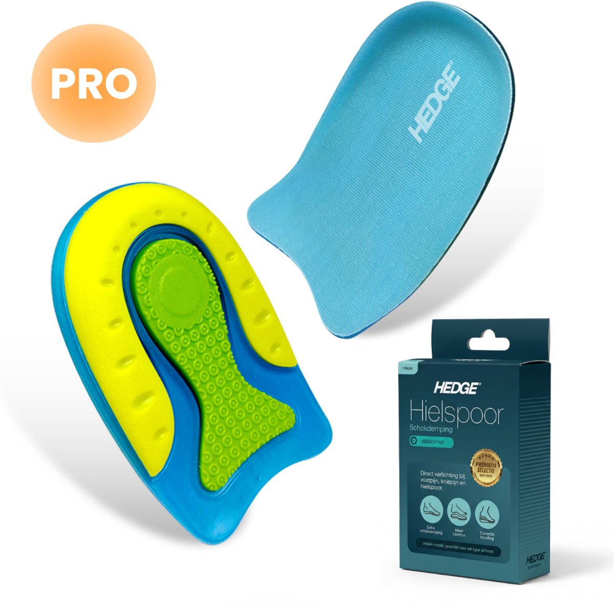 Hedge® Premium Hielspoor Pads - Hielspoor Zooltjes - Hielbeschermers - Achillespees Zooltjes - Hielkussentjes voor Schoen - Gel Zooltjes - Extra schokdemping- Maat S (35-40)