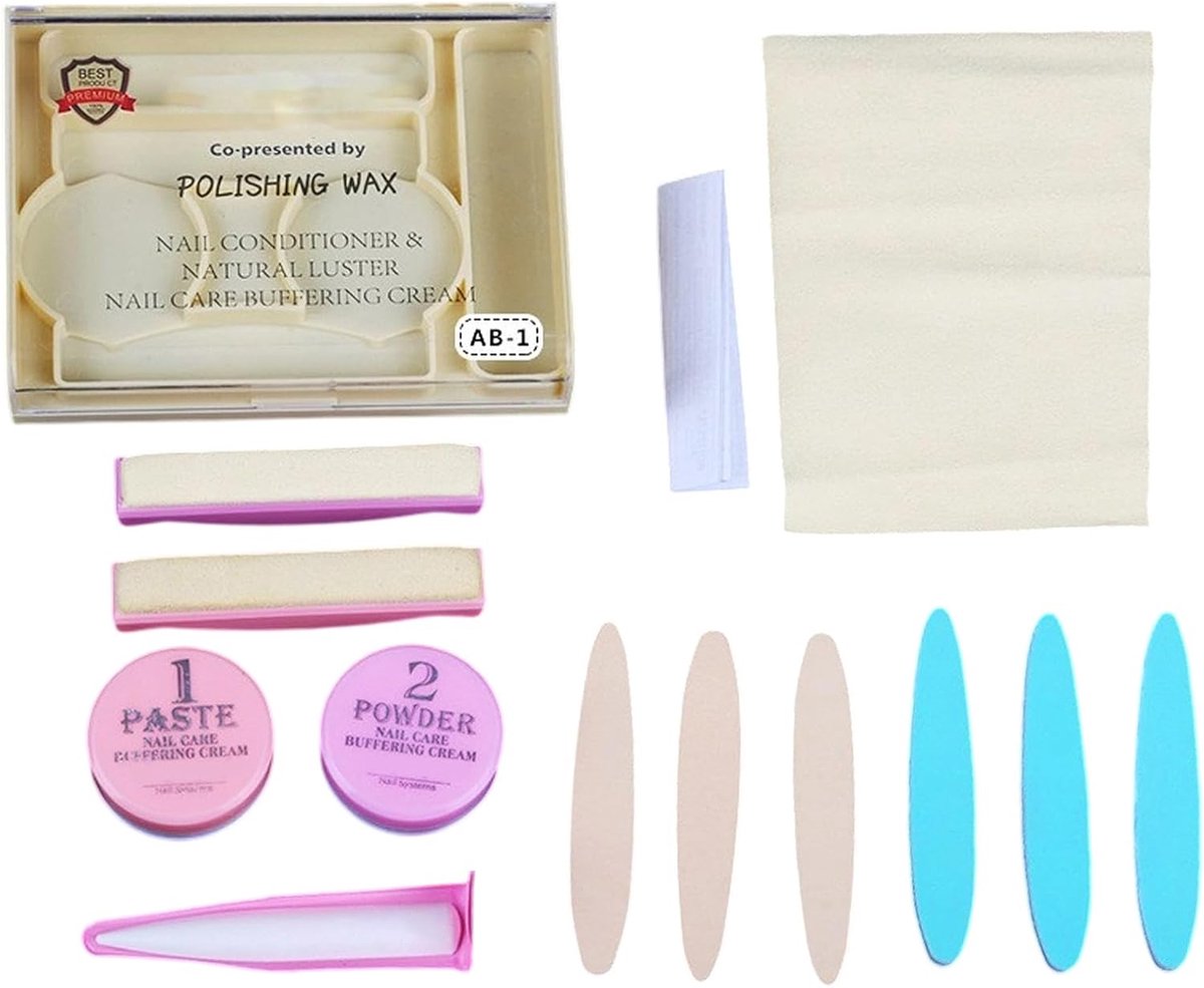 Thijox - Japanse Manicureset en Nagelverzorgingsset met Pasta en Poeder, Natuurlijke Glans, Buffer, Nagelvijlen voor Professionele Nagelverzorging voo