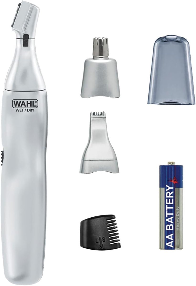 Thijox - Drievoudige Hoofd Persoonlijke Trimmer - Zilver - Neus-, Oor- en Wenbrouwtrimmer met Opzetstukken - Draadloos en Compact - Ideaal voor Thuisg