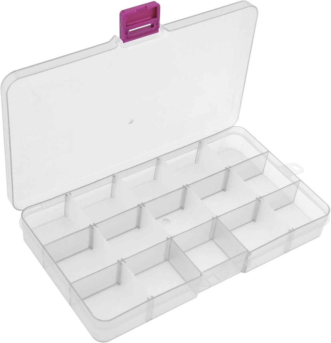Thijox - 1 Stuks 17x10CM Transparante Kunststof Organizer Opbergdoos met Verstelbare Verdelers voor Sieraden, Kantoorbenodigdheden, Kralen en Visserst
