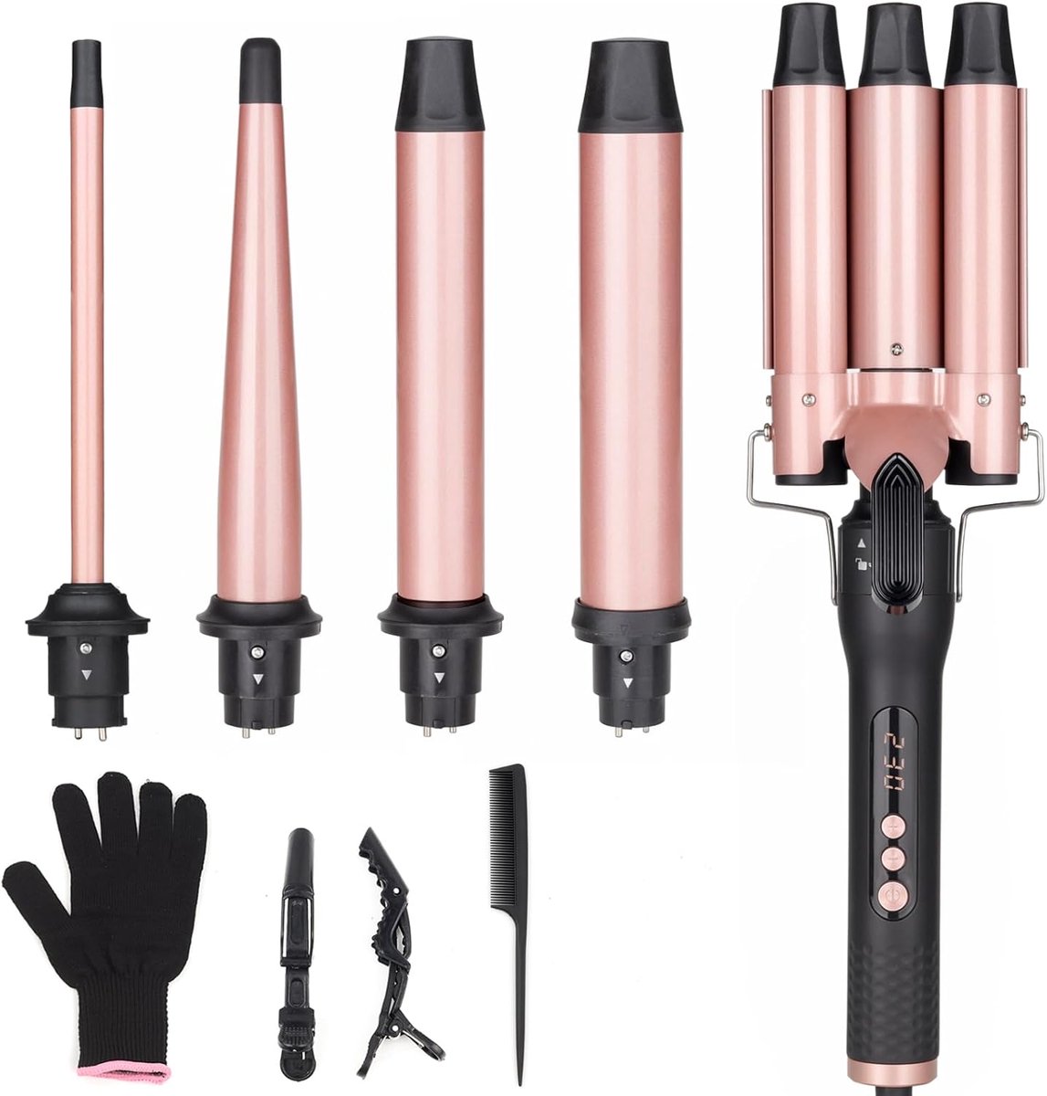 SnelShoppen - Curling Wand 9 mm, Dunne Krultang voor Strakke Krullen, LCD-Display 100-230 °C, Keramische Krultang voor Lang en Kort Haar, Ideaal voor