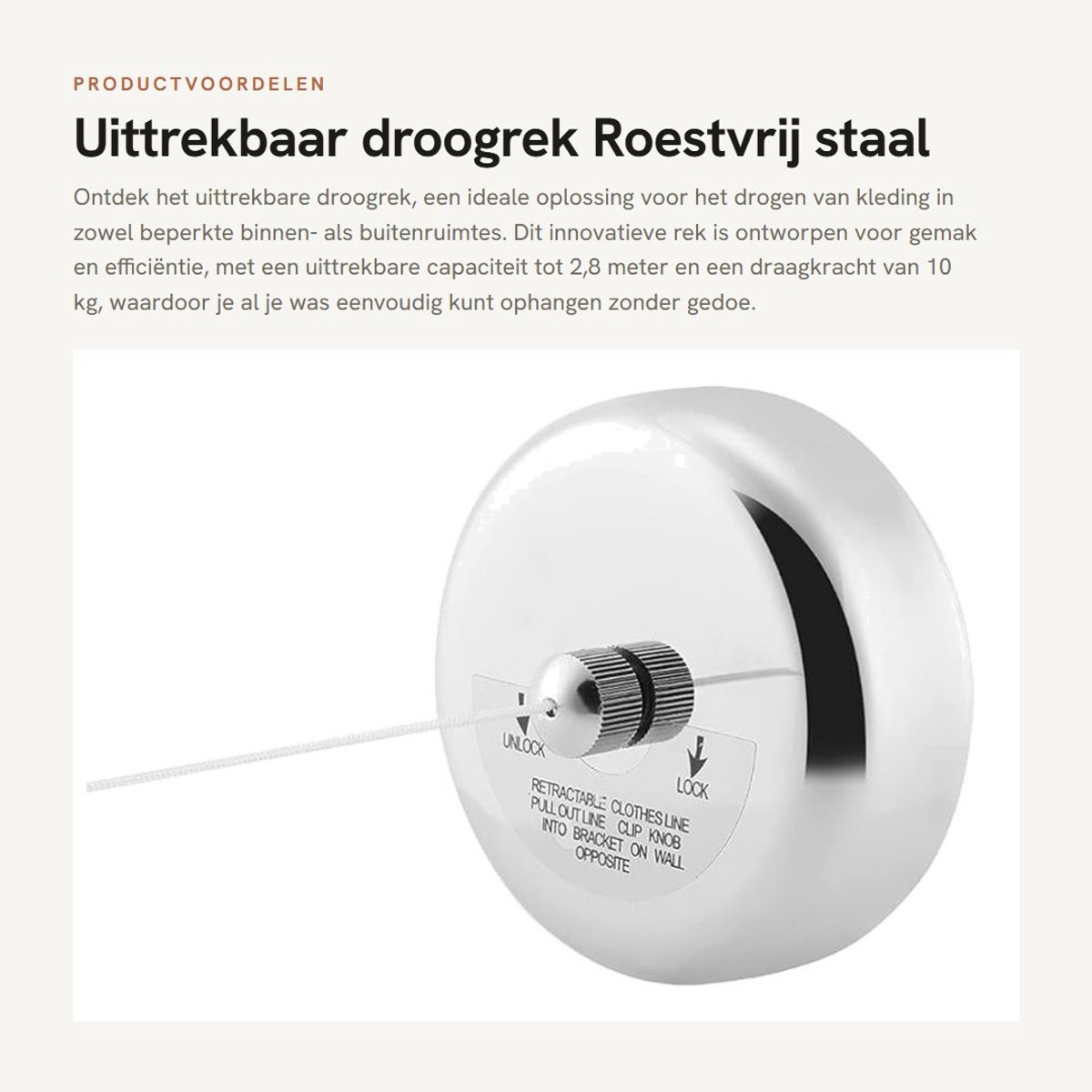 Dailygoods- Droogrek Uittrekbaar - Roestvrij Staal - Wanddroogrek - Ruimtebesparend - Eenvoudig te Installeren - Voor Binnen/Buiten - Wandrek
