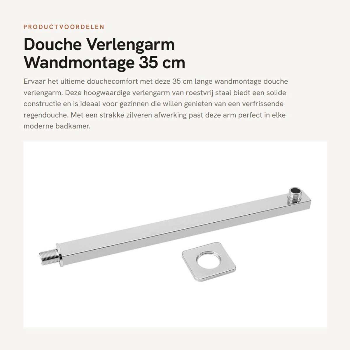 Dailygoods- Douche Verlengarm 35 cm - Roestvrij Staal - Wandmontage - Badkamer Bevestiging - Regendouche - Hoogwaardige Constructie - Douchearm