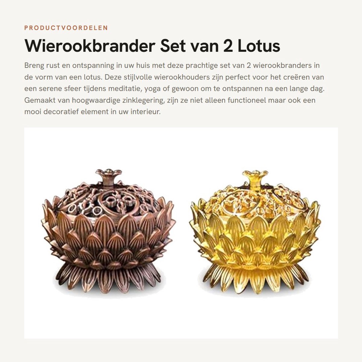 Dailygoods- Wierookbrander set van 2 - Wierookhouder - Lotus design - Zinklegering - Mini-wierookbrander - Wierookschaal 5 cm hoog - Diameter 7 cm
