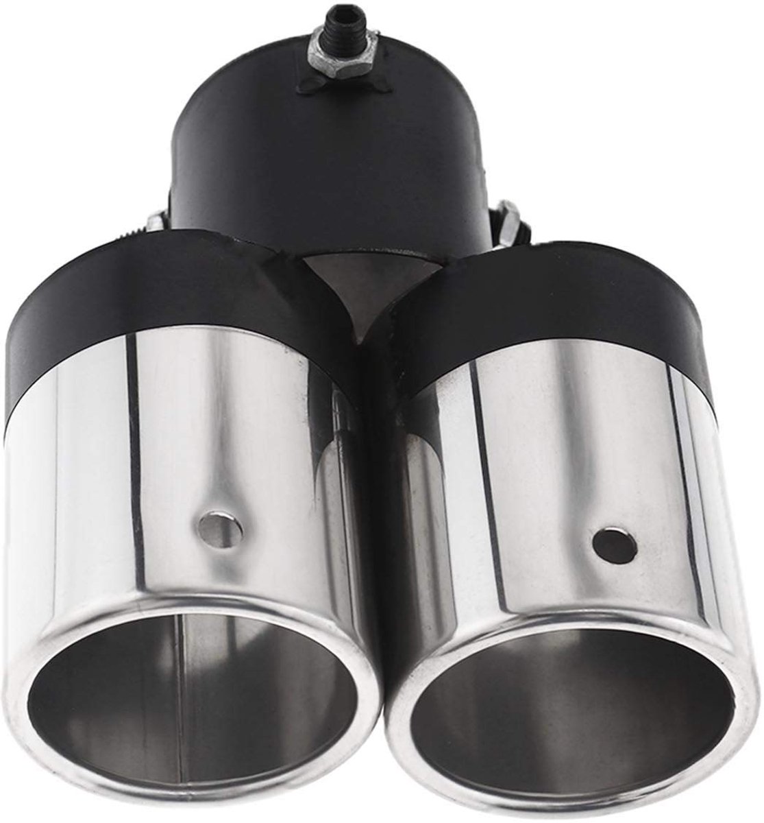 Dailygoods- Uitlaattrim Roestvrij Staal - Dubbele Uitlaatpijp - Universele Fit - Modieus Ontwerp - Geschikt voor 40mm/60mm - Breedte 12.5cm