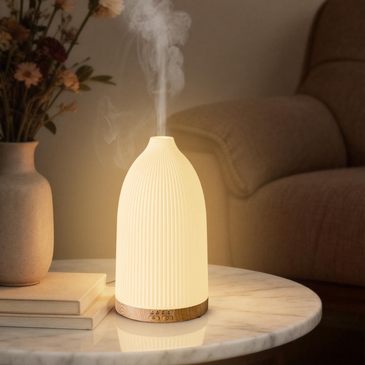 Thijox - SALKING Diffuser voor Etherische Oliën, 100 ml, Aromatherapie, Ultrasoon Stille RGB Kamerdiffuser, Geurdiffuser voor Kantoor en Thuis, Houtne