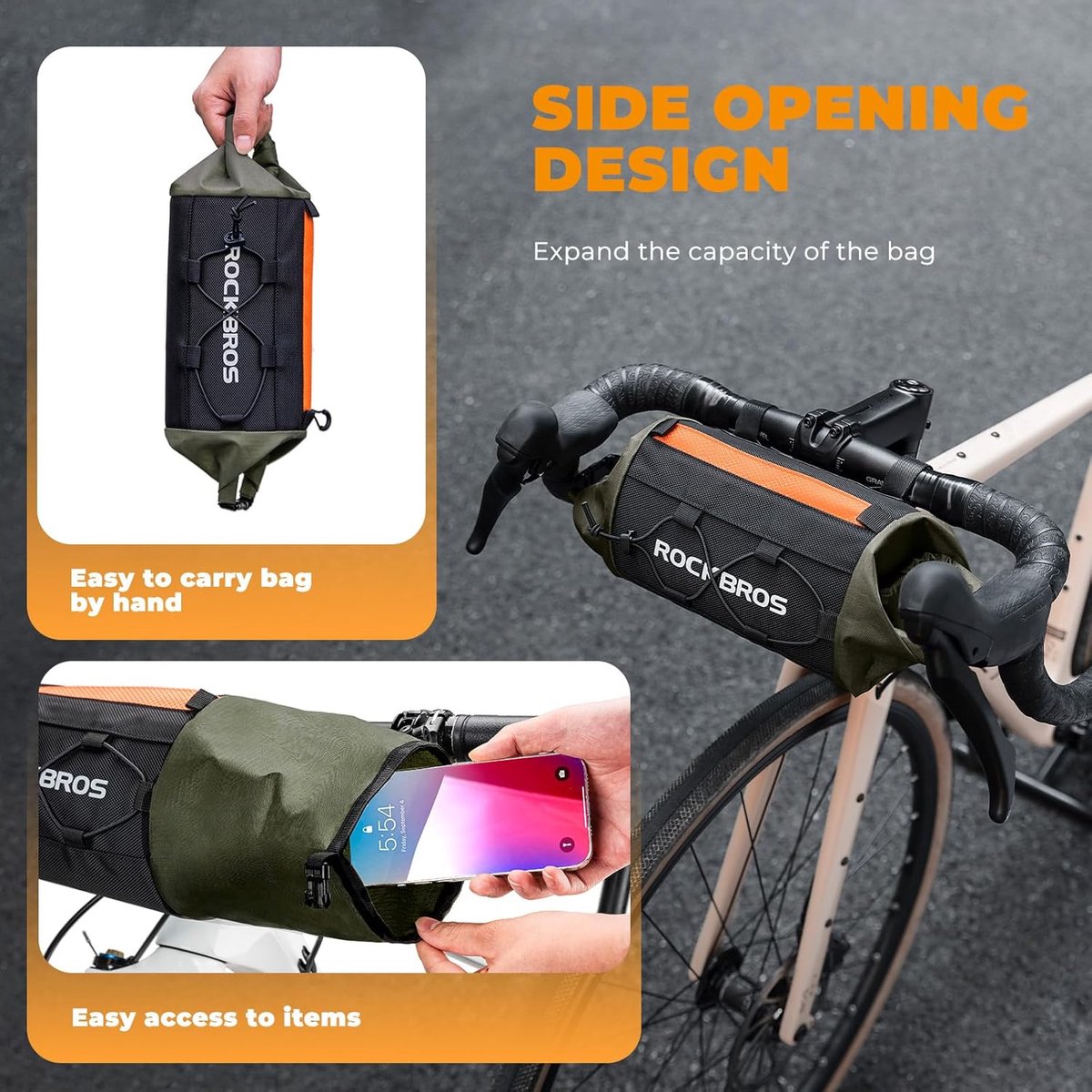 SnelShoppen - Fietstas Stuurtas Voortas met Schouderriem, Waterafstotend, Reflecterend, 2,2L, Geschikt voor MTB, Racefiets en Ebike, Ideaal voor Fiets
