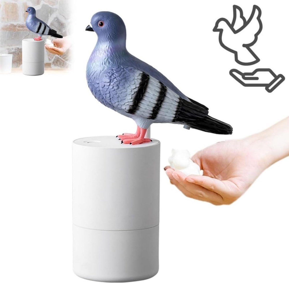 Dailygoods- Zeepdispenser Automatisch - Vogelvorm - Contactloze Zeepdispenser - Schuimzeepdispenser - Navulbaar - Charmante Aanvulling voor Keuken/Badkamer - Handzeepdispenser
