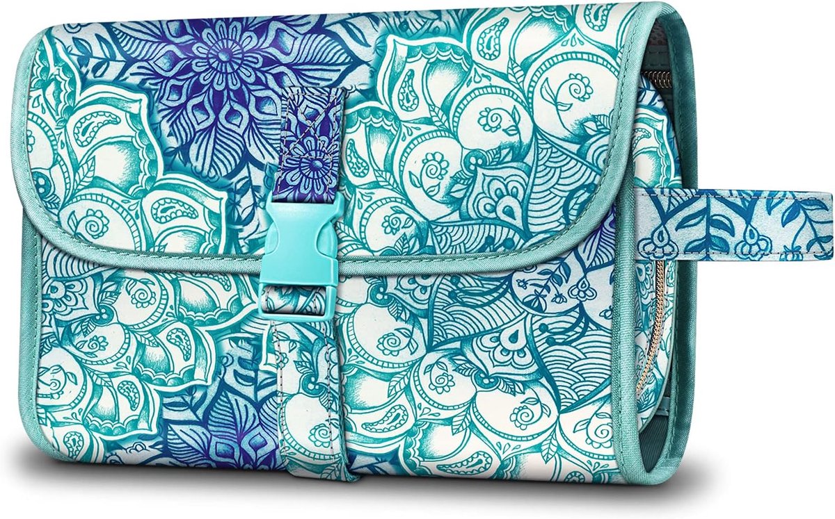 Thijox - Draagbare Toilettas Cosmetische Reistas - Grote Waterbestendige Hangende Make-up Organizer - Smaragdgroene Illusies - Ideaal voor Vrouwen en